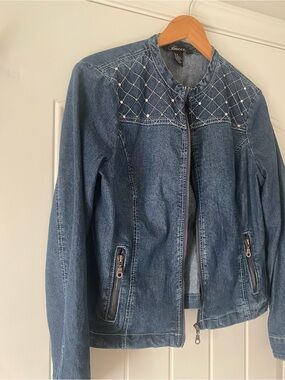 Baccini Blue Denim Jacket with Rhinestones and Zip